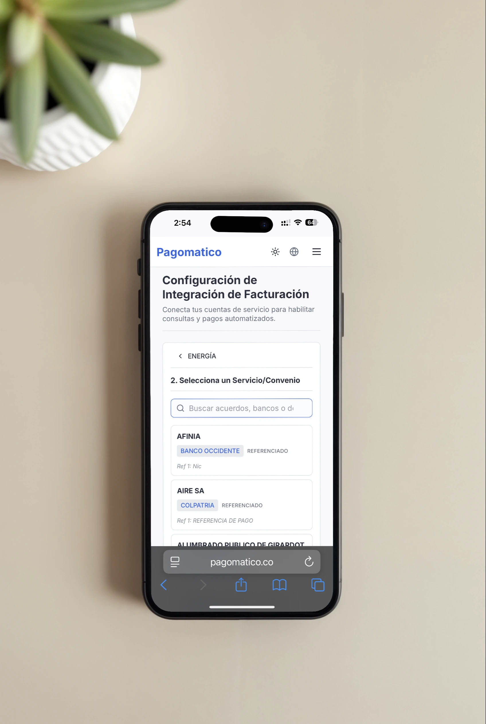 Pagomático Mobile Interface - Bill Integration Setup